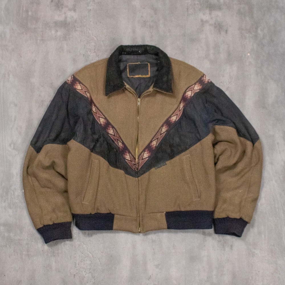Vintage VTG 1990's 90's Cripple Creek Aztex Brown Bomber Jacket